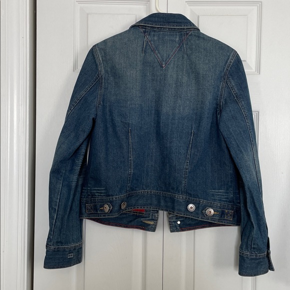 Tommy Hilfiger M Distressed Blue Jean Jacket Metal button closure pockets 2005 - Picture 14 of 16